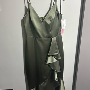 Aqua Asymmetrical Olive Dress
